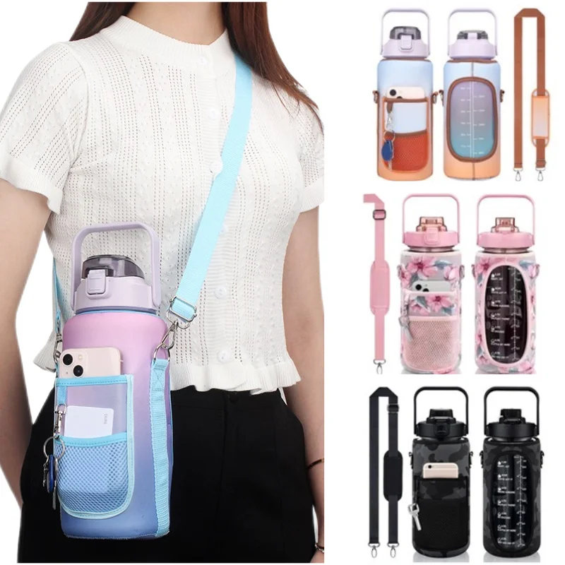 

2L Water Bottle Covers Large Capacity Motivational Water Bottles Holder Bag Thermos Bottle Cover Drinkware Accessories