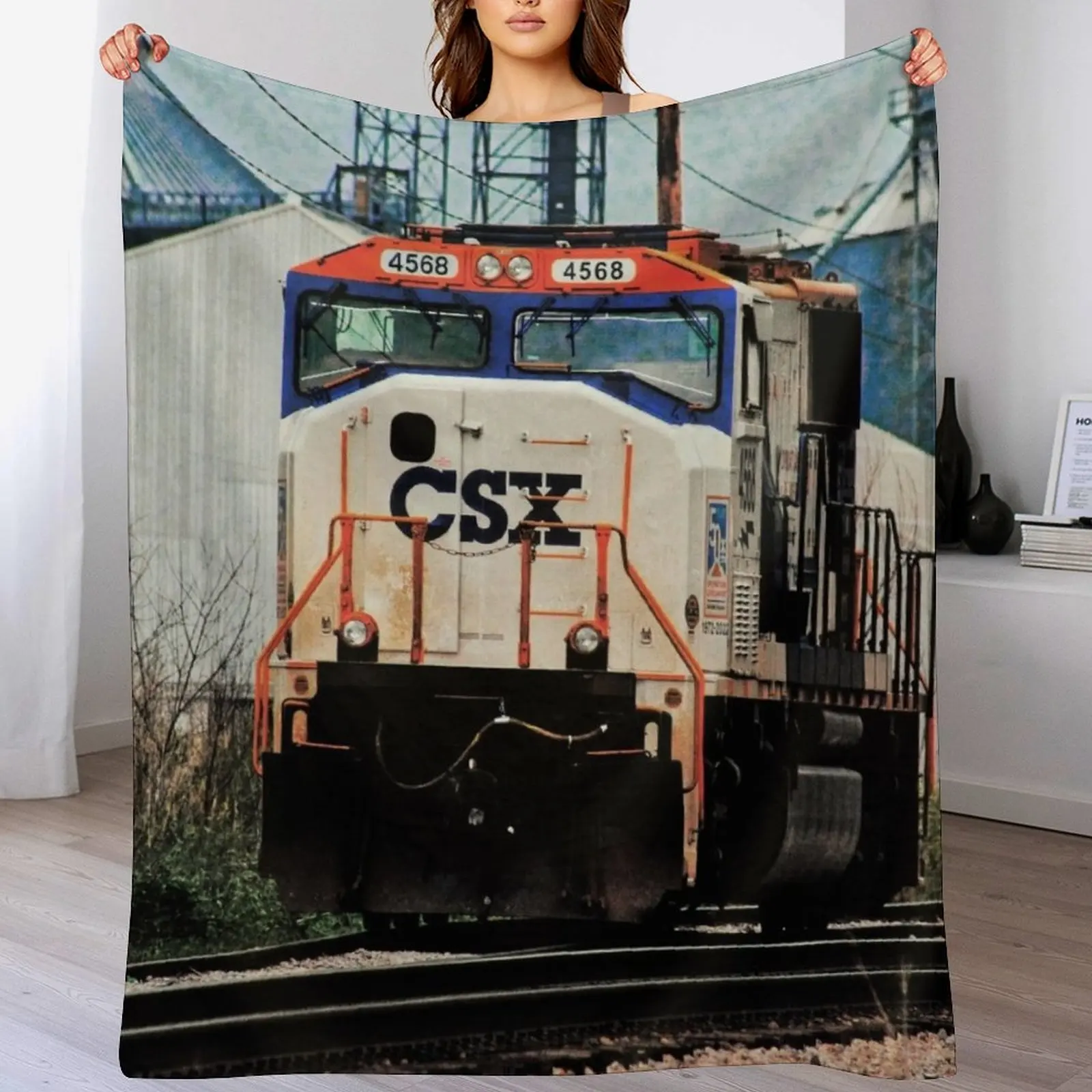 

CSX #4568 SD70AC Operation Lifesaver 50th Anniversary (Original) Throw Blanket Luxurious Soft Fuzzy Blanket for Sofa Bed