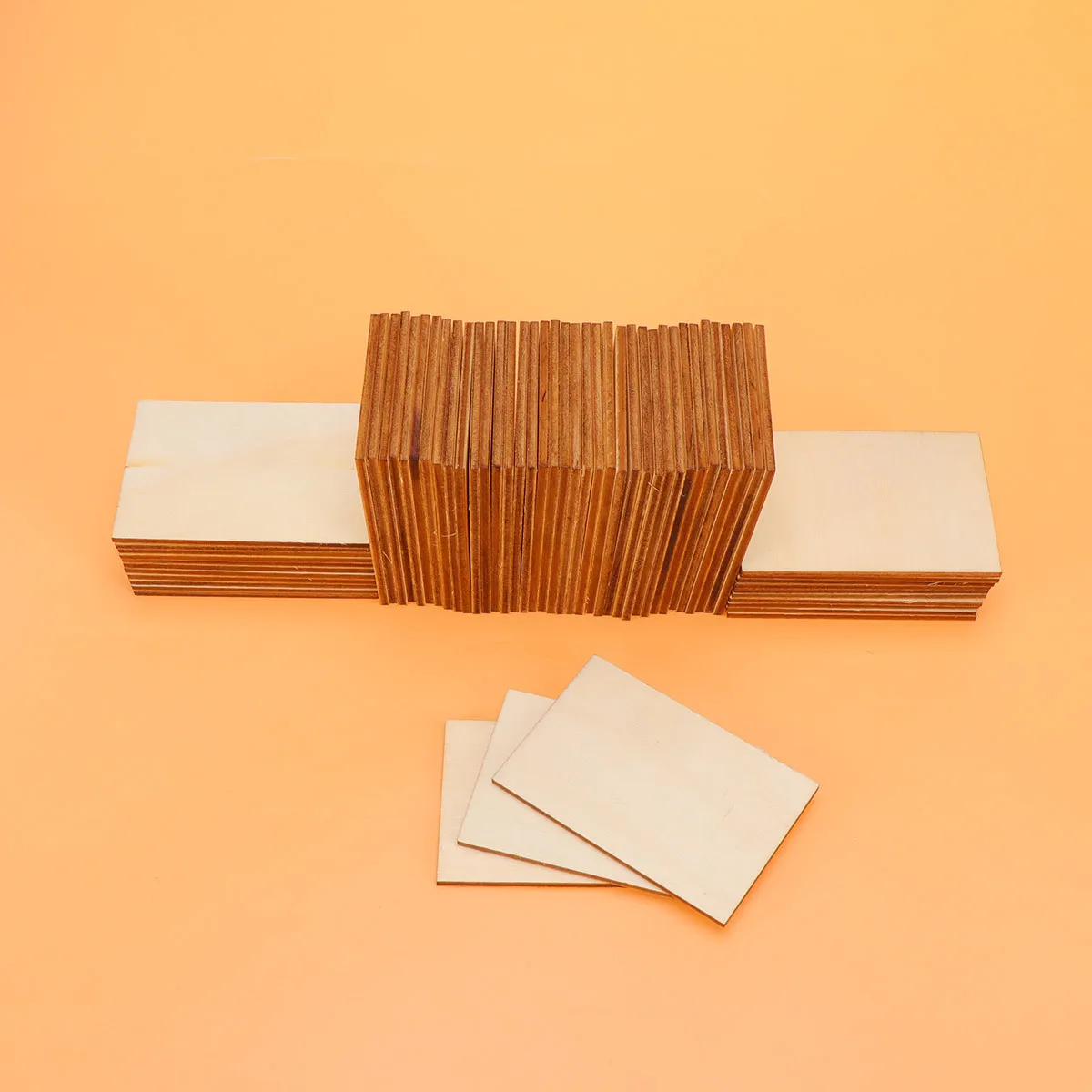 

60Pcs Wooden Slices Rectangular Right Angle 7.6x5.1cm Decorative Chips DIY Craft Accessories for Home Wall Table Decorations
