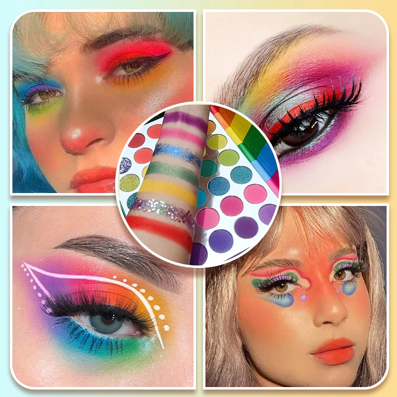 35-Farben-Regenbogen-Lidschatten-Palette, matt, schimmernde Oberflächen, hoch, mischbares, langanhaltendes Augen-Make-up, lebendige Farbtöne für Partys