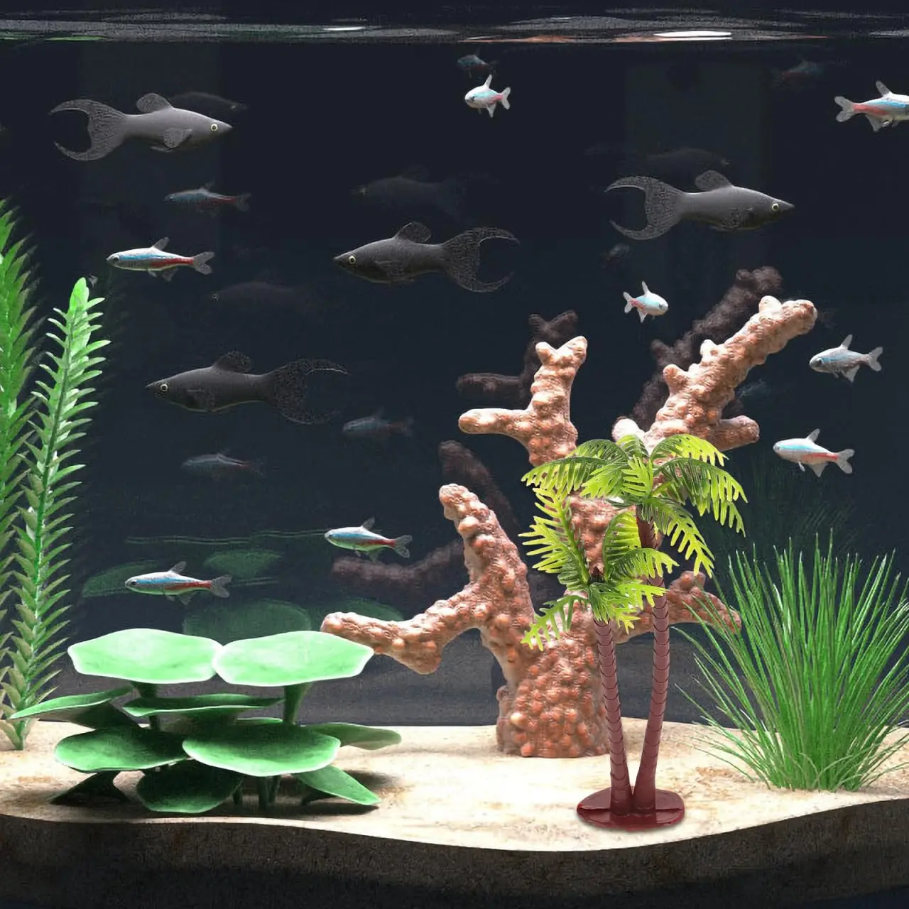 10/20/30/40/50 Pcs Tree Decor Coconut Miniature Plants Palm Trees Crafts Aquarium Fish Tank Decorations