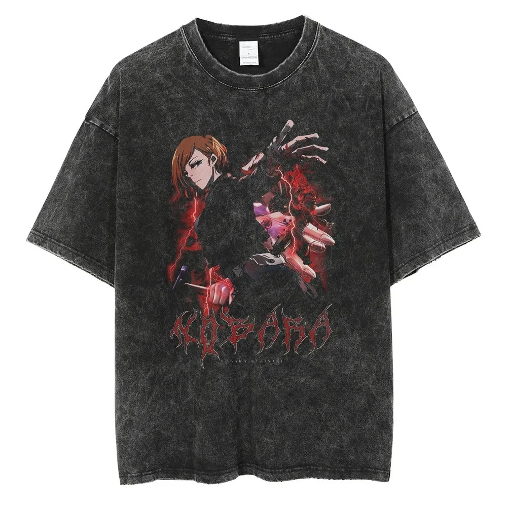 Camiseta de Algodón Lavado Estilo Vintage de Verano 2026 de Attack on Titan, Oversize, Streetwear, Armin Arlert, Titán Colosal, Diablo del Paraíso