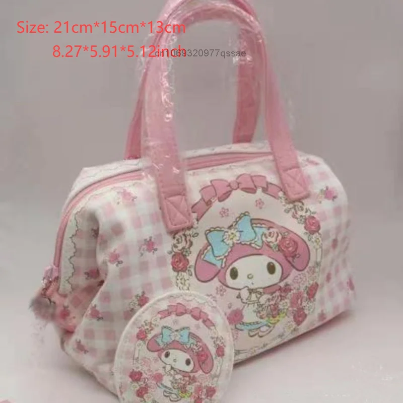 My Melody Medieval Cute Handbag Y2k Girl Kawaii Cartoon Printed Portable Zipper Storage Bag Portable Makeup Bag Toilet Bag