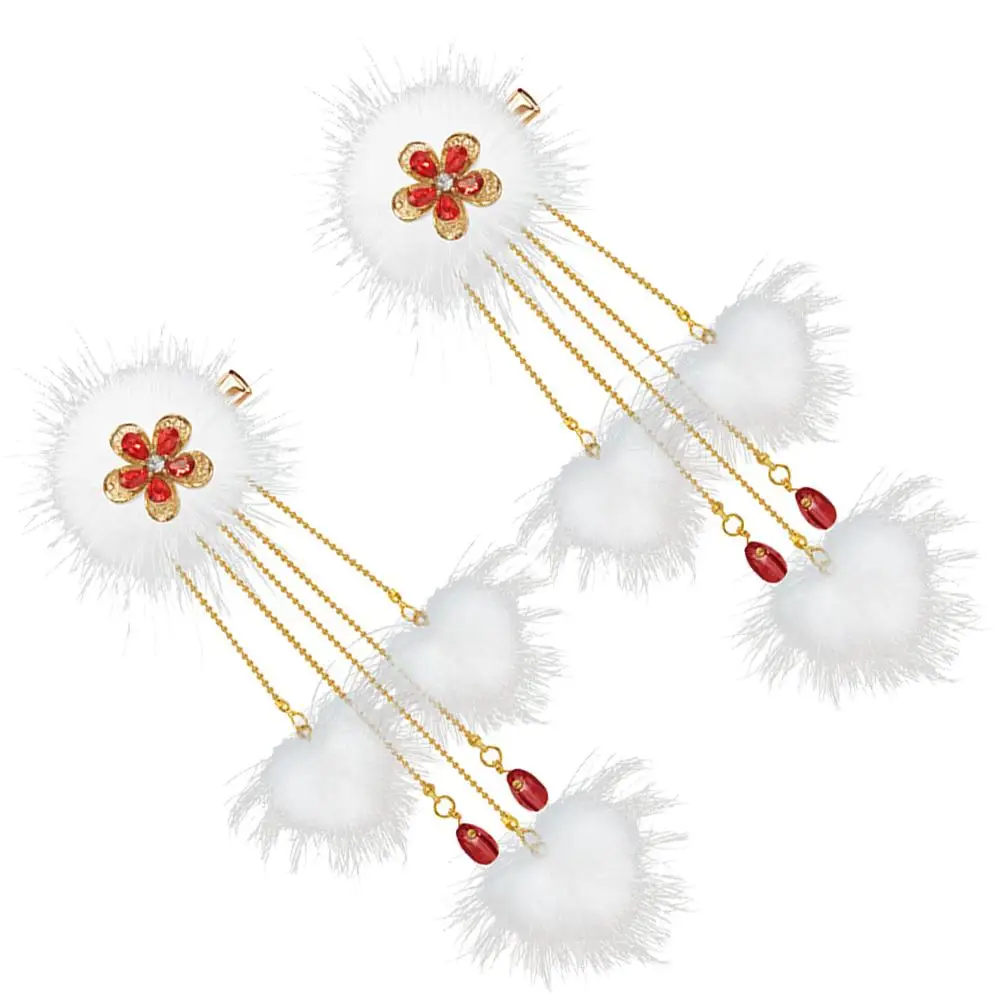 

Charming Ball Hairpins Beautiful Tassel Clips for Girls Women Teens Cute Alloy Plush Hair Accessories Han Style Party