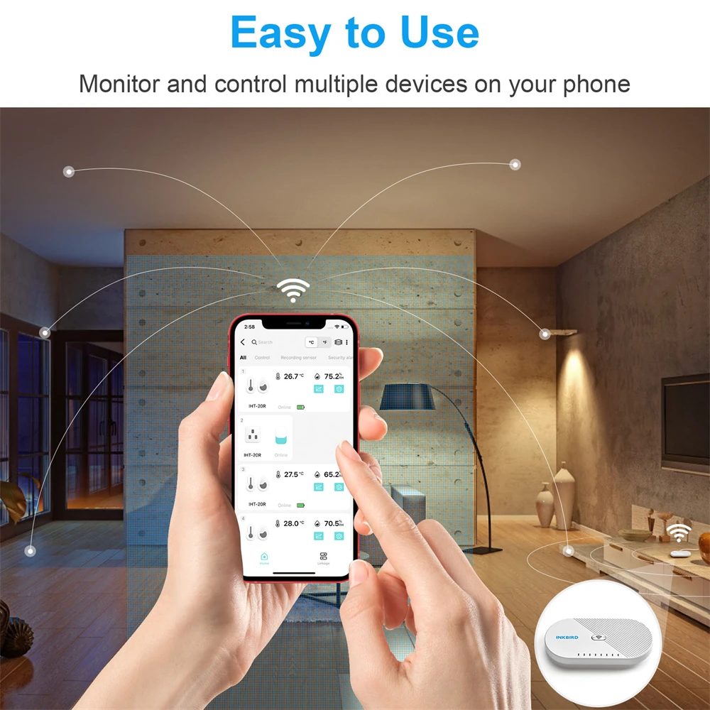 INKBIRD IBS-M1 WI-FI Gateway Works with Inkbird devices (IBS-TH1& Mini & Plus, IBS-P01B, ITH-20R-O, IBS-P01R-O) max 4 equipment