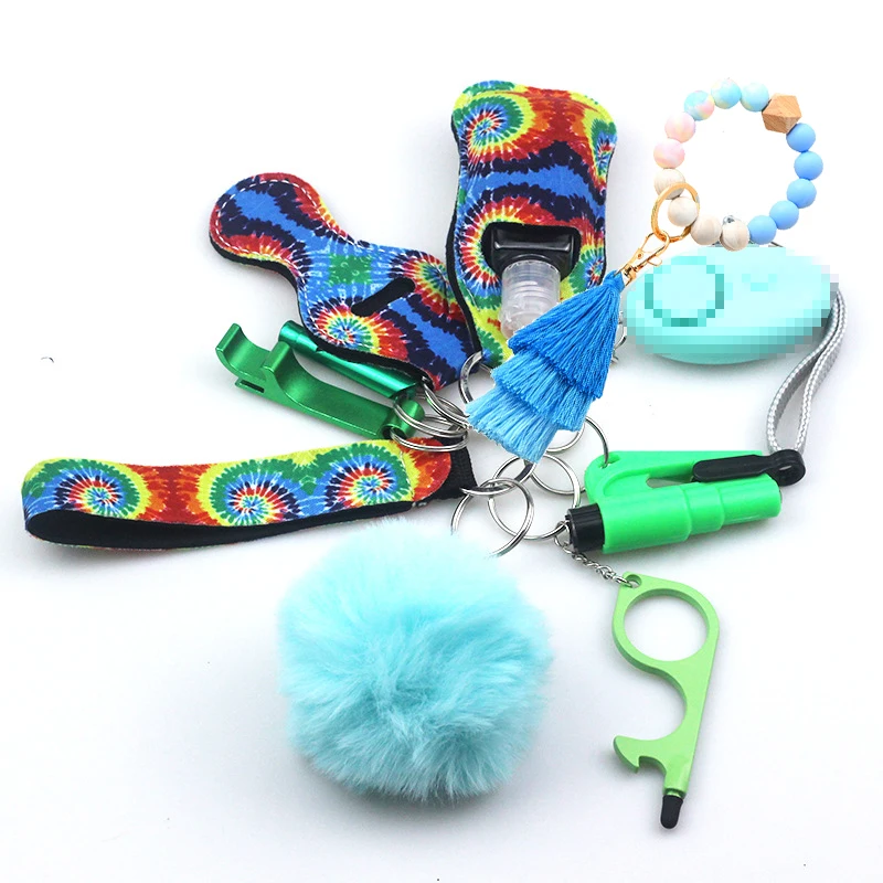 11pcs Mulheres Safety Survival Alarm Set Emergency Protection Safety defesa Braceletes Keychain Alarm com windows breaker