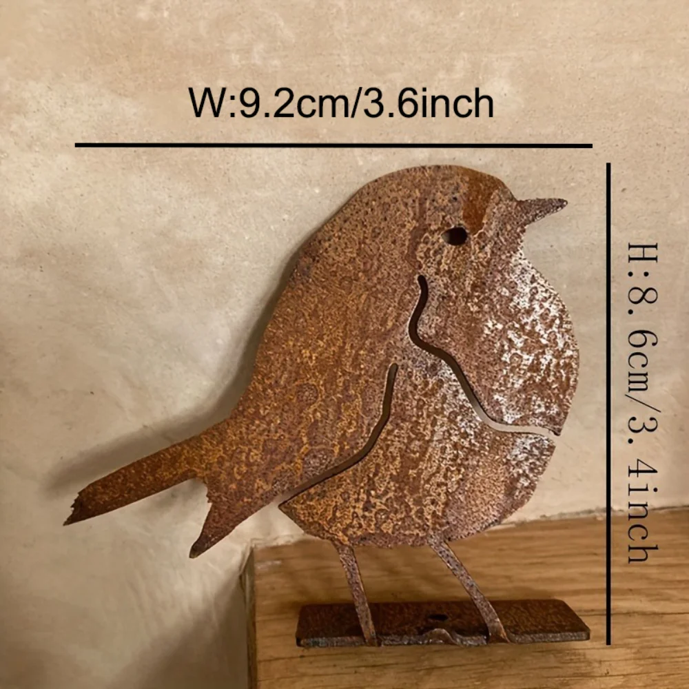 1pc rusty metal robin outdoor decoration, natural rusty and corroded outdoor decorative bird crafts for garden, fence, yard,