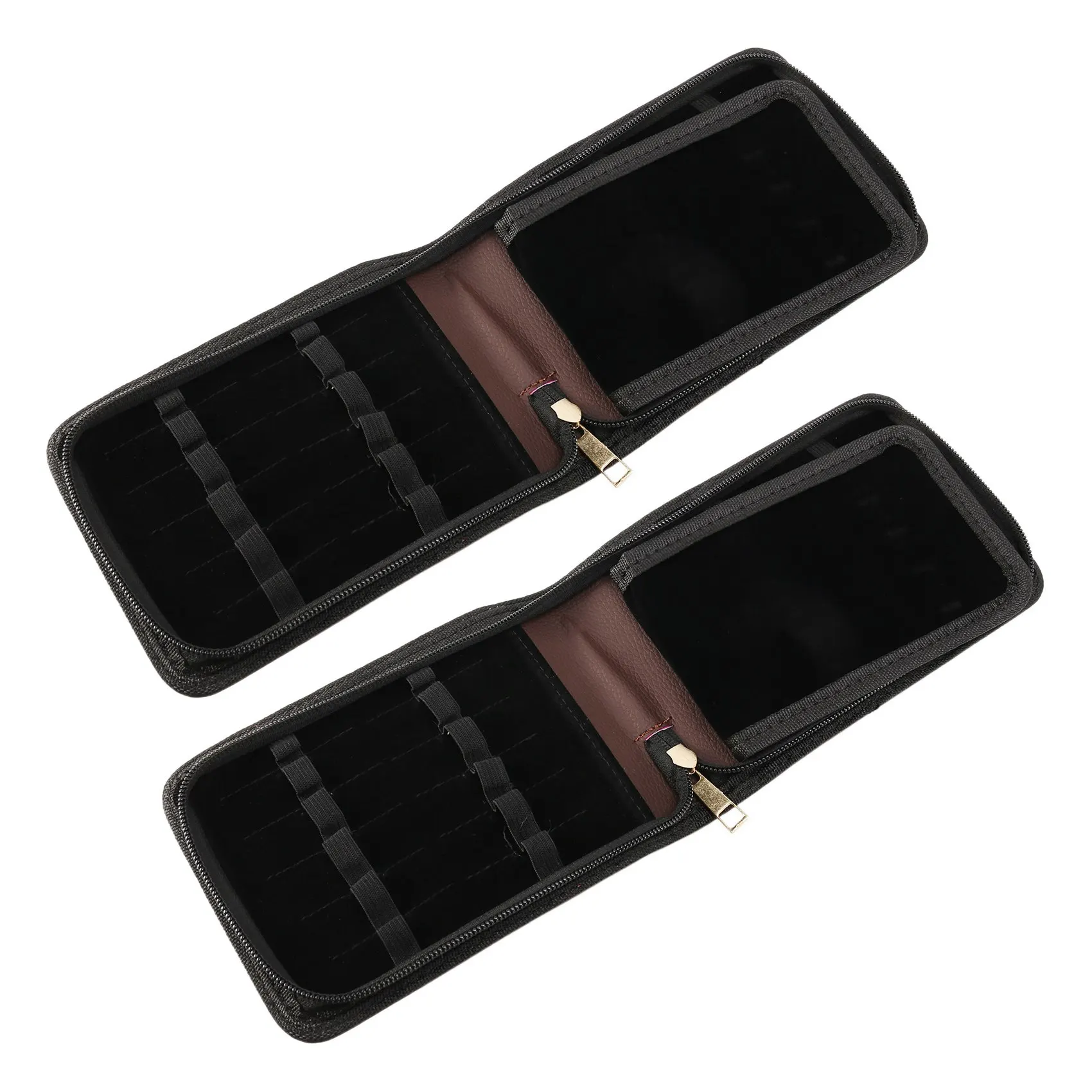 Delicate Texture-2X Fountain Pen Roller Brown Leather Binder Case Holder Stationery For 12 Pens