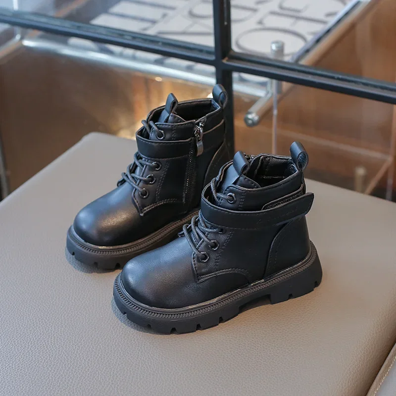Kids Shoes Boots for Girl Black Brown Versatile Children Platform Ankle Boots Causal Versatile Toddlers Fashion Boots Soft Soled