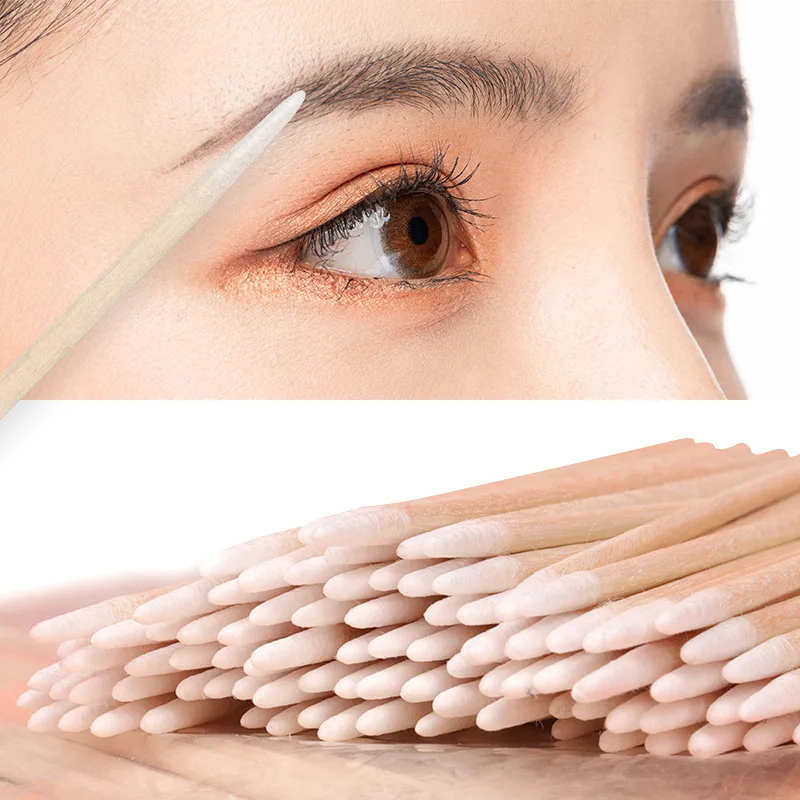 

100pcs Wood Cotton Swab Cosmetics Permanent Makeup Health Medical Ear Jewelry Clean Sticks Buds Tip 7cm cotonete