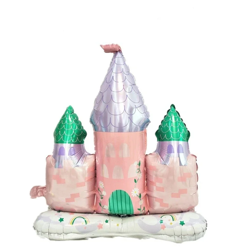 Cute Cartoon 3-layer Birthday Cake Castle Giant Aluminum Film Balloon Large Kids Hug Balloon Children Birthday Party Decoration