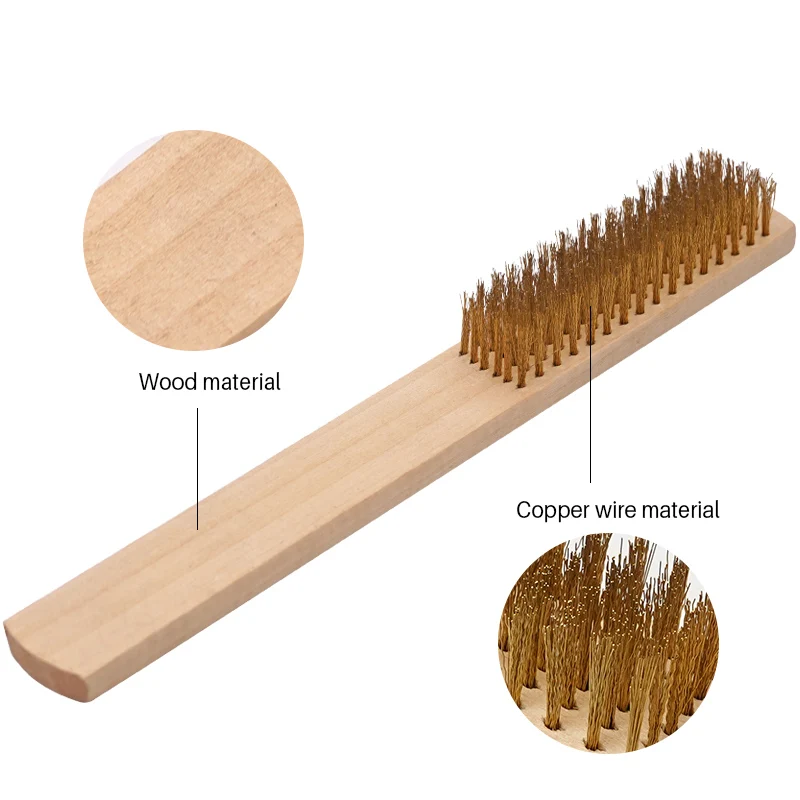 2/3pcs Wooden Handle Wire Brush Copper Pizza Oven Brush Metal Jewelry Surface Cleaning Polishing Derusting Brush