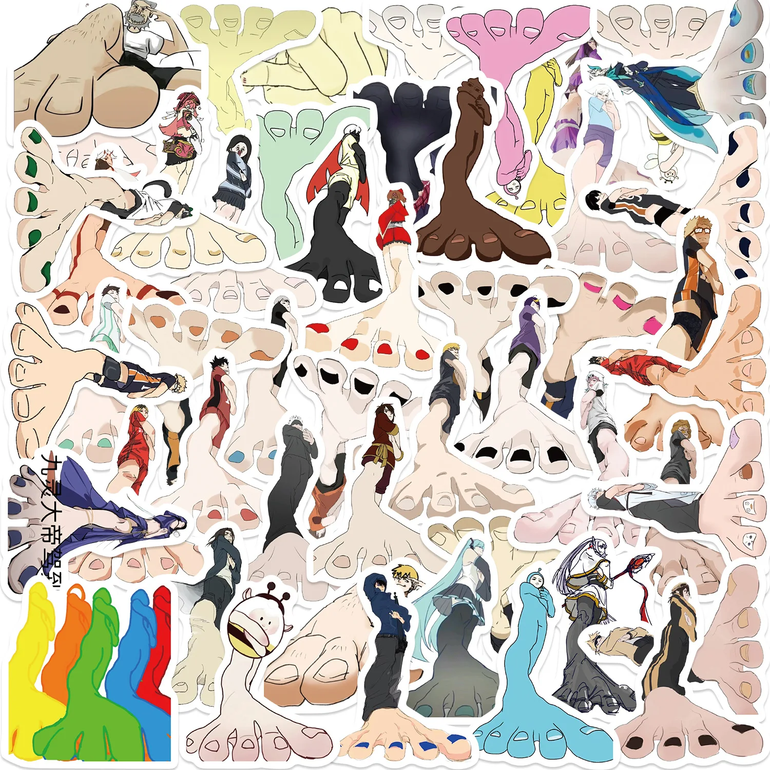 50pcs Anime Big Foot Funny Cartoon Graffiti Stickers DIY Phone Guitar Laptop Notebook Suitcase Cup Waterproof Sticker Kids Toy