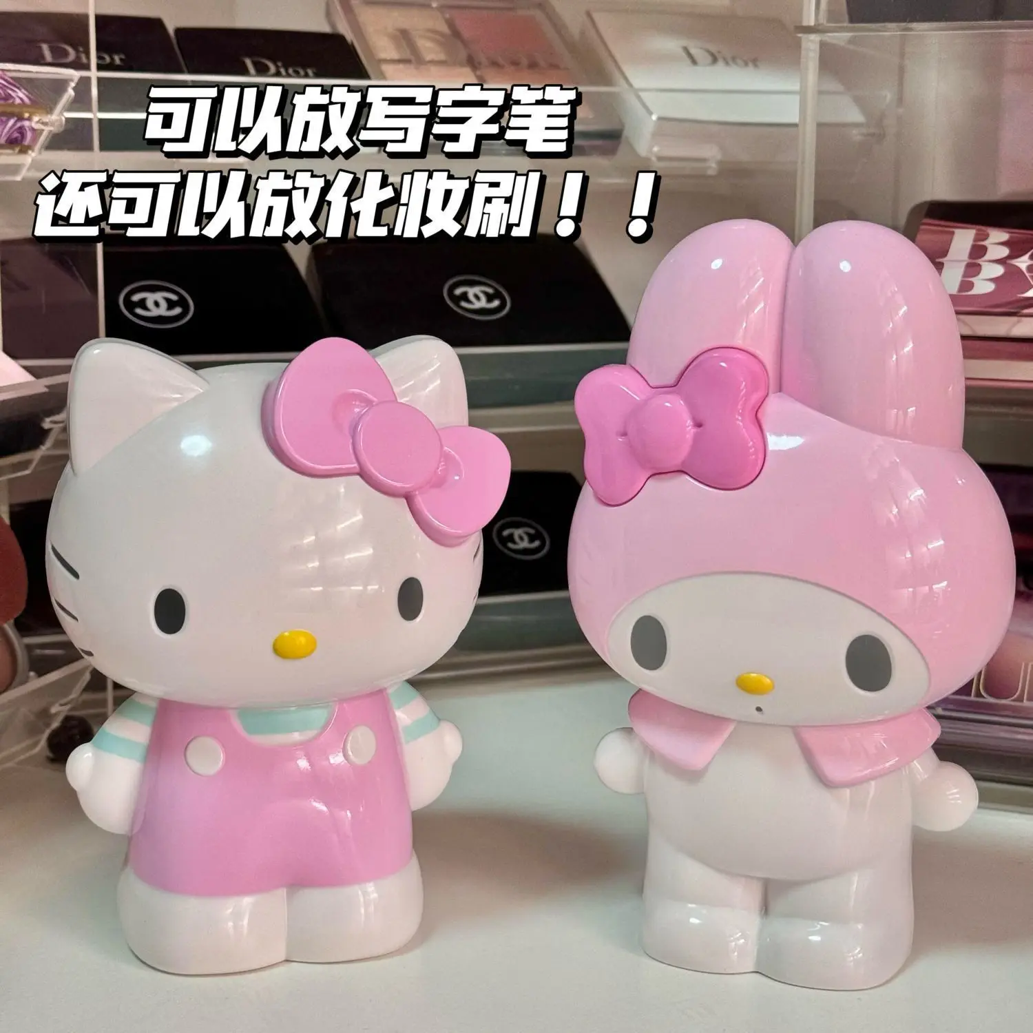New Cartoon Sanrio Hello Kitty Pen Holder Stationery Melody Makeup Brush Storage Tube Desktop Storage Ornaments Gift Toys view 4