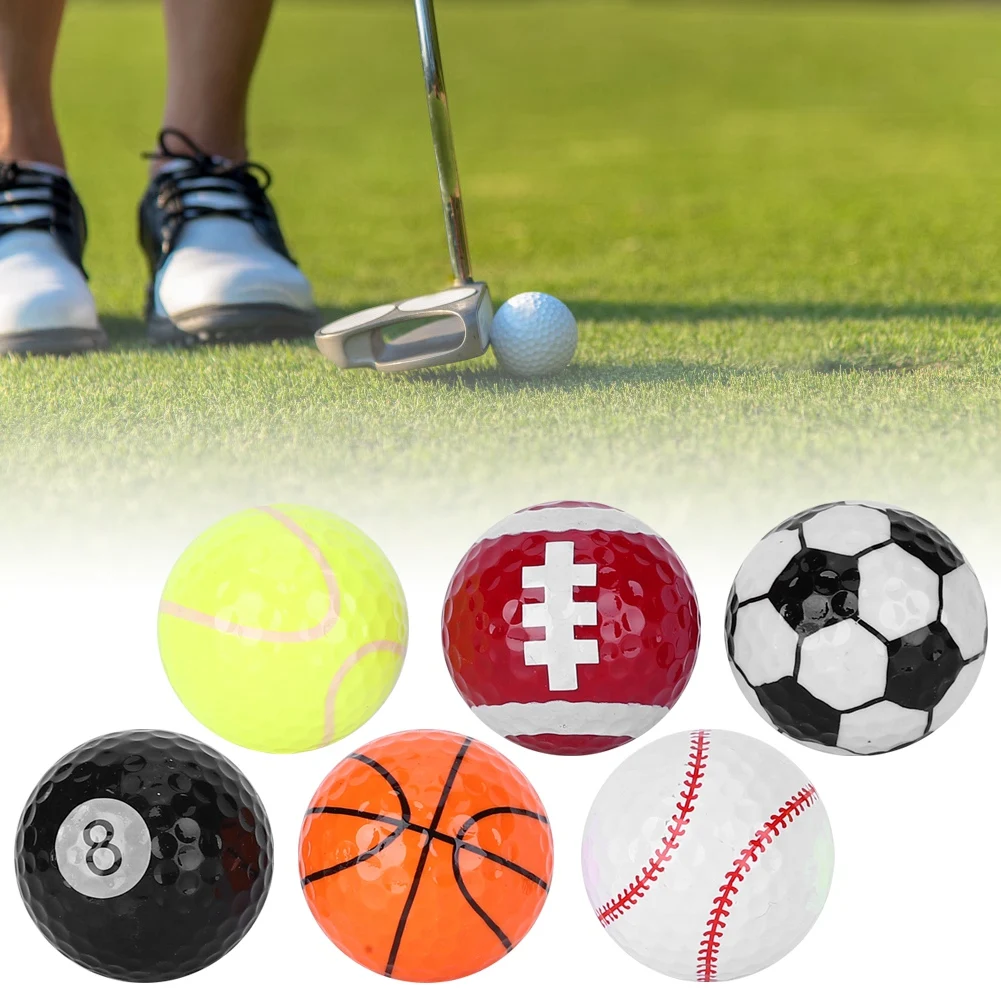 6Pcs Double Golf Balls Training Sports Gift Practice Driving Range Novelty Fun for Golfer Childrens Colored Cartoon Cute Indoor