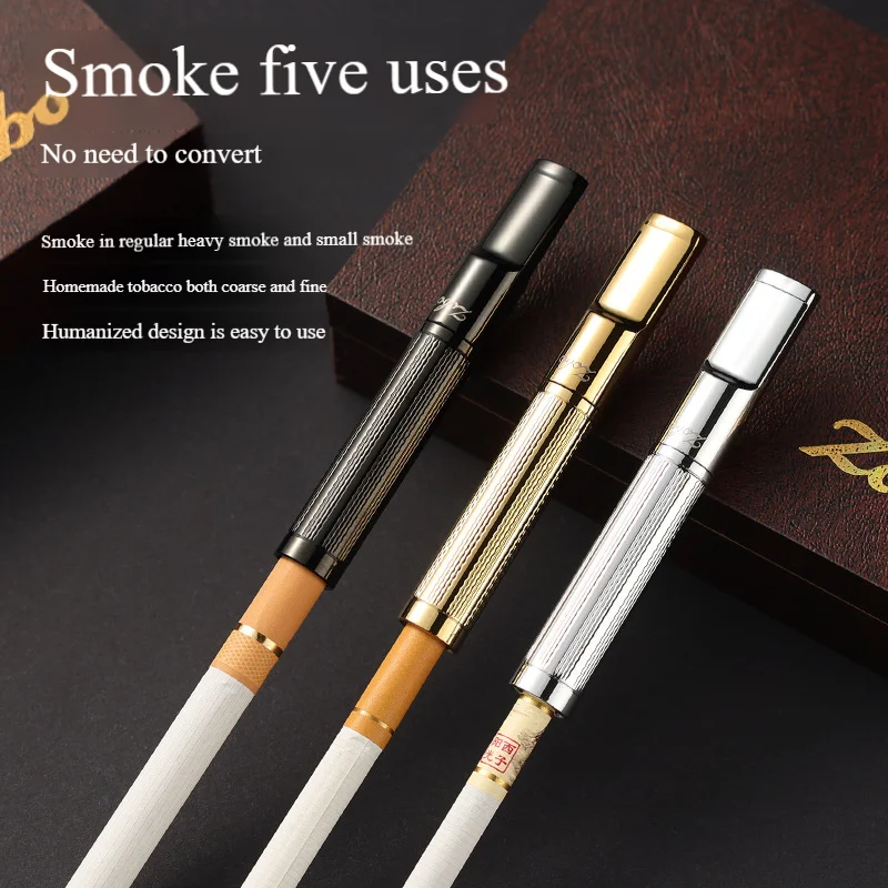 ZOBO Full Metal Premium Cigarette Holder Gift Box Father\'S Day Reusable Cleaning Reduce Tar Smoking Tobacco Filter Cigarette Lip