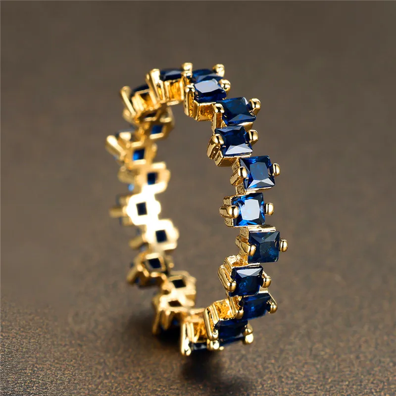 Female Light Purple Zircon Stone Ring Cute Gold Color Summer Wedding Jewelry For Women