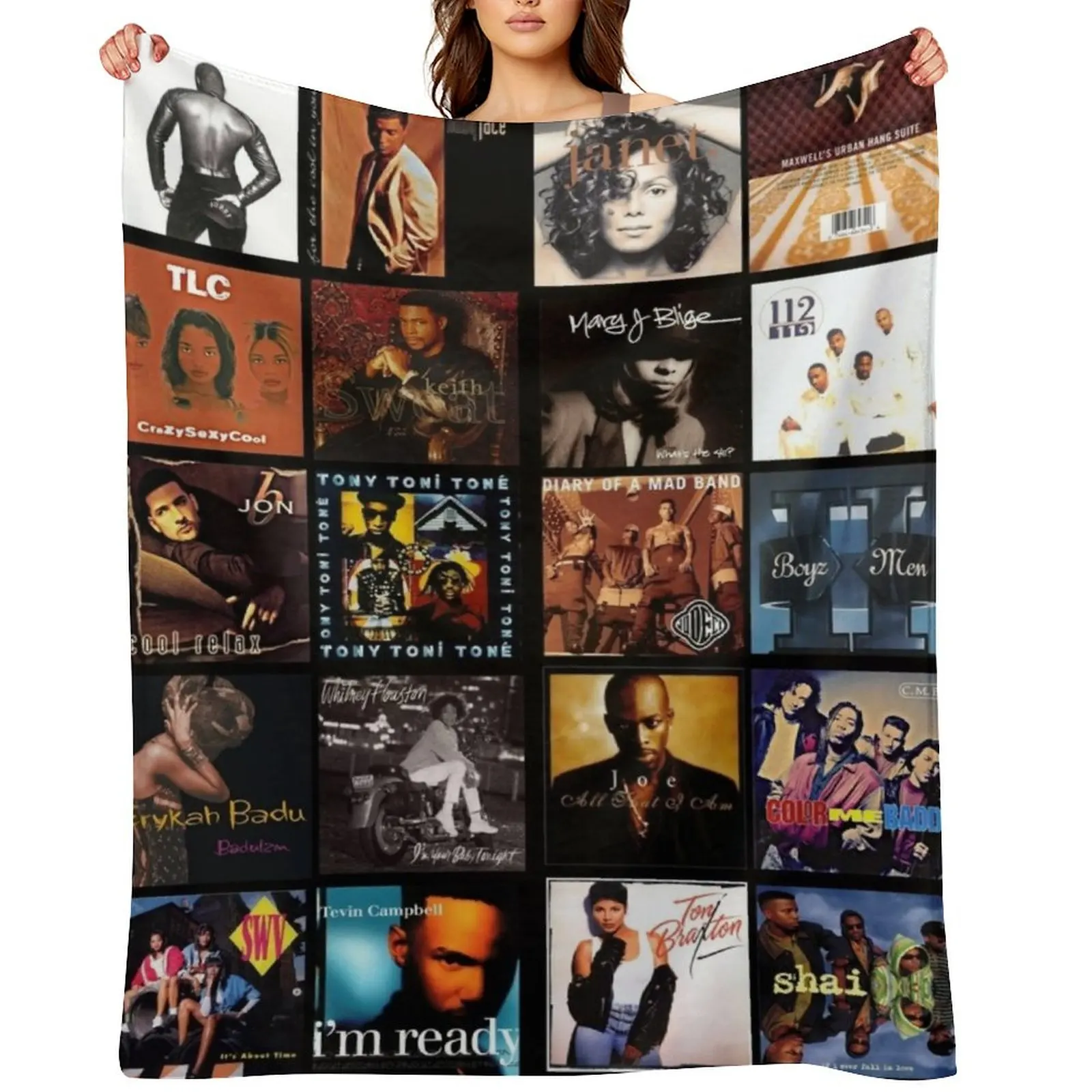 

90s R&B Classics Throw Blanket Decoratives warm for winter Vintage Soft Big Blankets
