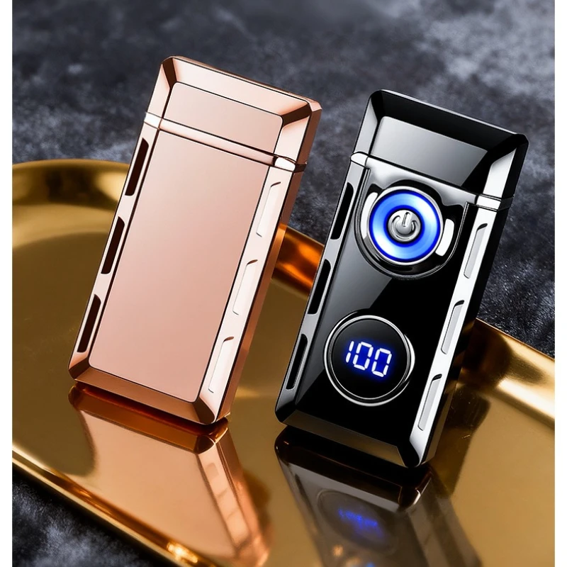 Popular New Large Arc High Beauty High Power Pulse Cigarette Lighter LED Lighting Charging Gift Lighter Smoking Accessories