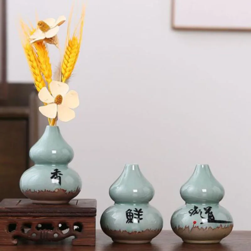 Chinese Style Geyao Flower Arrangement Jardiniere Hydroponic Vase Script Plant Pot Tabletop Ornaments Garden Home Decor