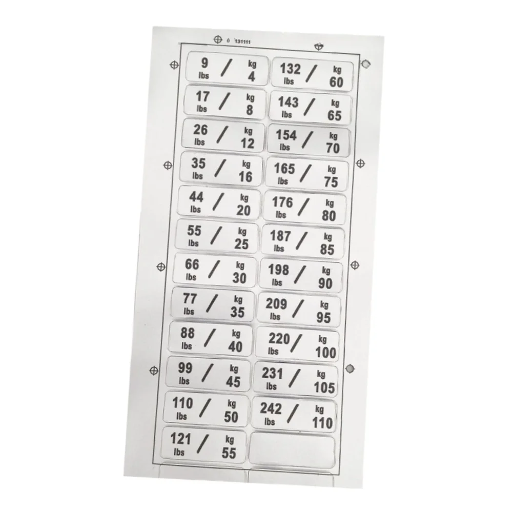 PP Based Weight Identification Stickers 2 Pack for Fast Weight Selection on Gym Machines Dumbbell Racks and Plate Stacks