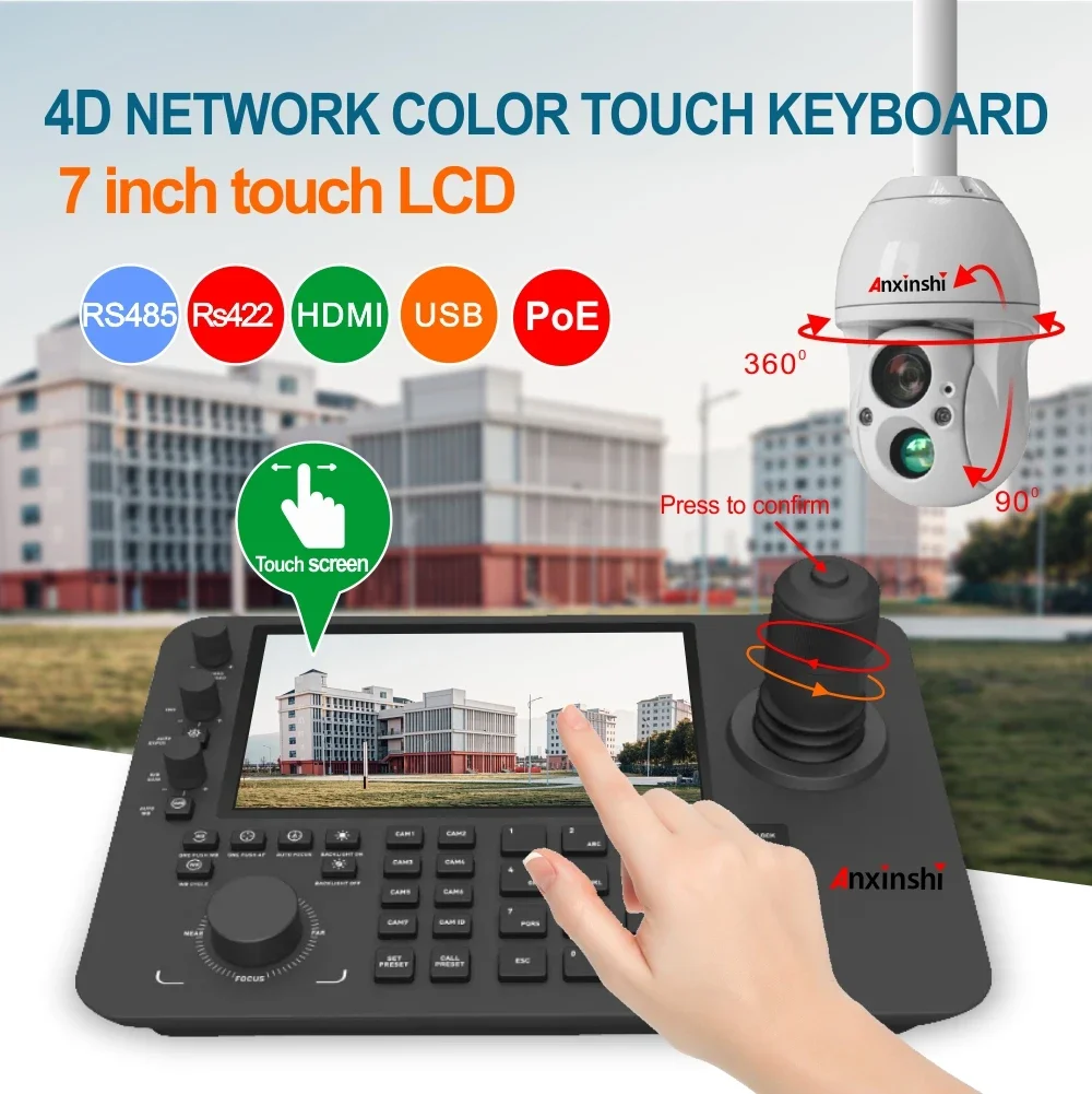 NEW NETWORK VIDEO CONFERENCE PTZ CONTROLLER Touch Screen 4D Joystick RS485/RS422 USB Keyboard Controller