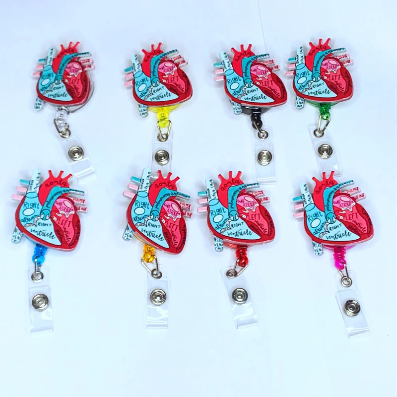 1Pc Acrylic 2023 Anatomical Heart Diagram Retractable Badge Reel, Telemetry Cardiology Nurse Badge Holder, Monitor Tech Nursing