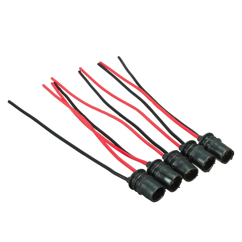 10pcs T10 W5W 147 501 Round Sockets Socket Marker Light Holder Connector Wire Bulb Harness 10mm Hole Lamp Holder Base Connector