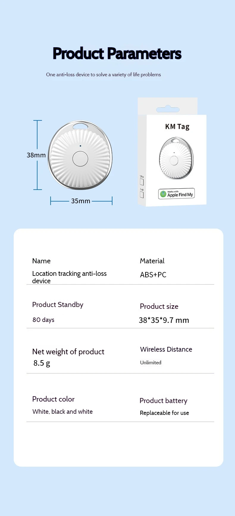Mini smart tracker works with apple Find My Anti-Lost Device airtag replacement Global positioner pets kids key wallet tracking