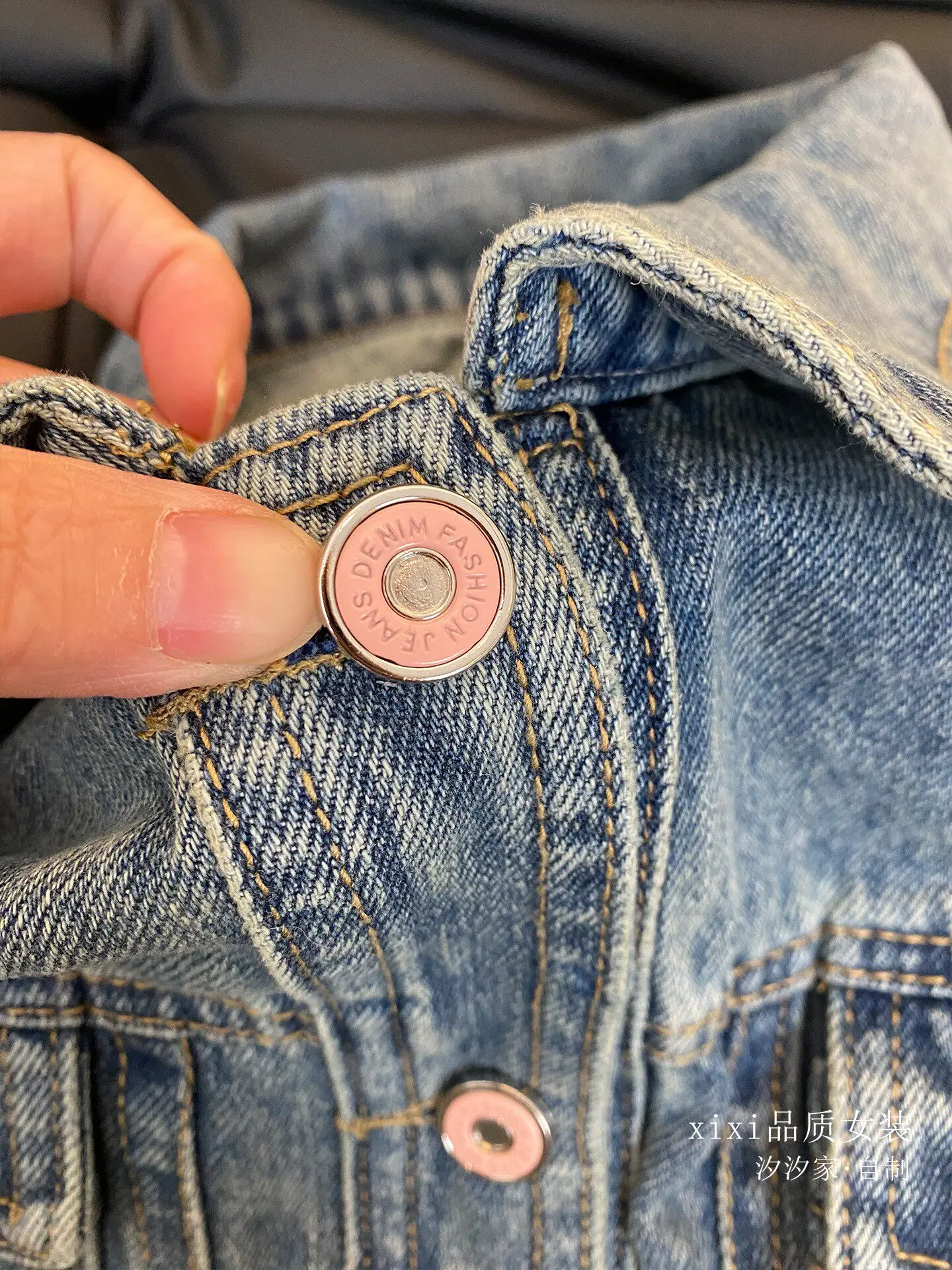New Collar denim jacket embroidered popular short top Coats