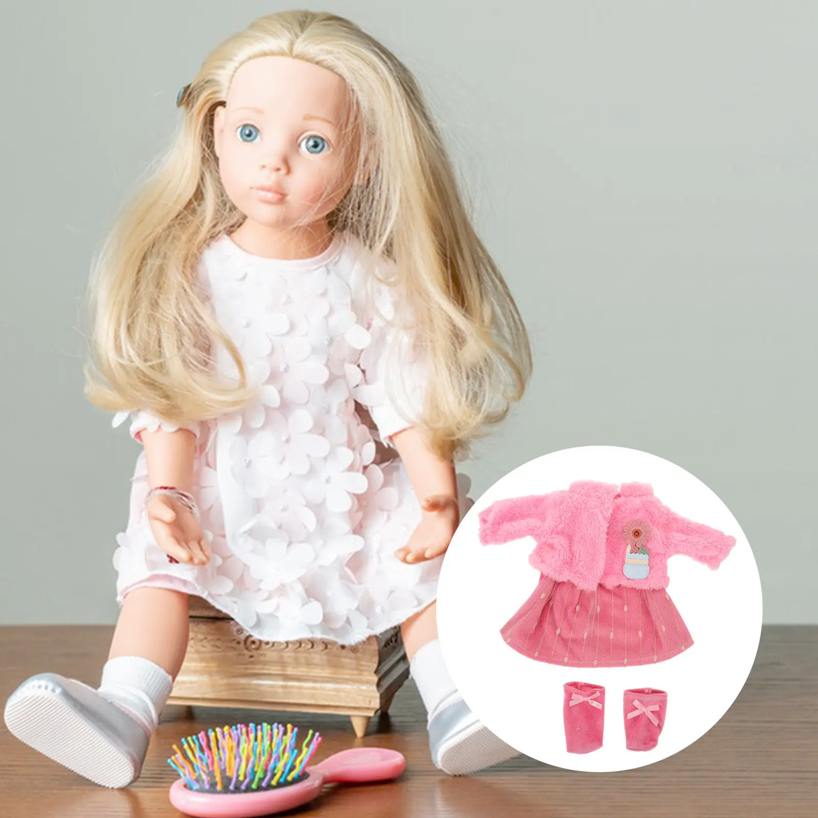 

1 Set Clothes Set 18 Inch Pink Glitter Skirt Ballet Birthday Outfit For Toddler Girls Miniature Clothing Princess Costume Dance