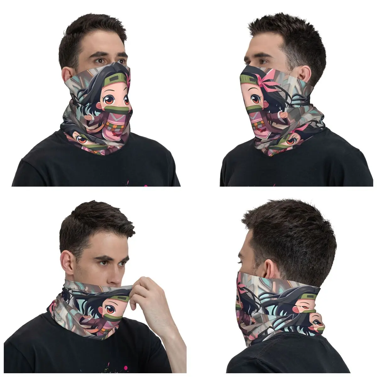 Tanjiro & Nezuko Kamado Demon Slayer Bandana Funny Bicycle Mask Running Travel Windproof Balaclava Pattern Breathable Face Masks