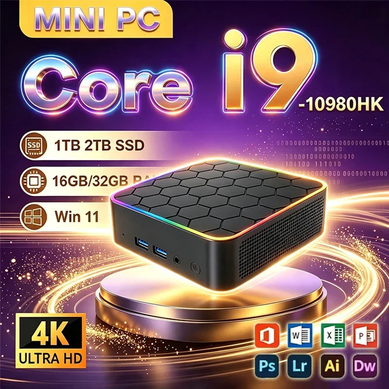 미니 PC, 윈도우 11, 인텔 코어 i9 10980HK, i3 6100U, DDR4 16GB/32GB, SSD 1TB/2TB, 게이밍용, 블루투스 5.2, 휴대용 데스크톱 PC, 게이머용