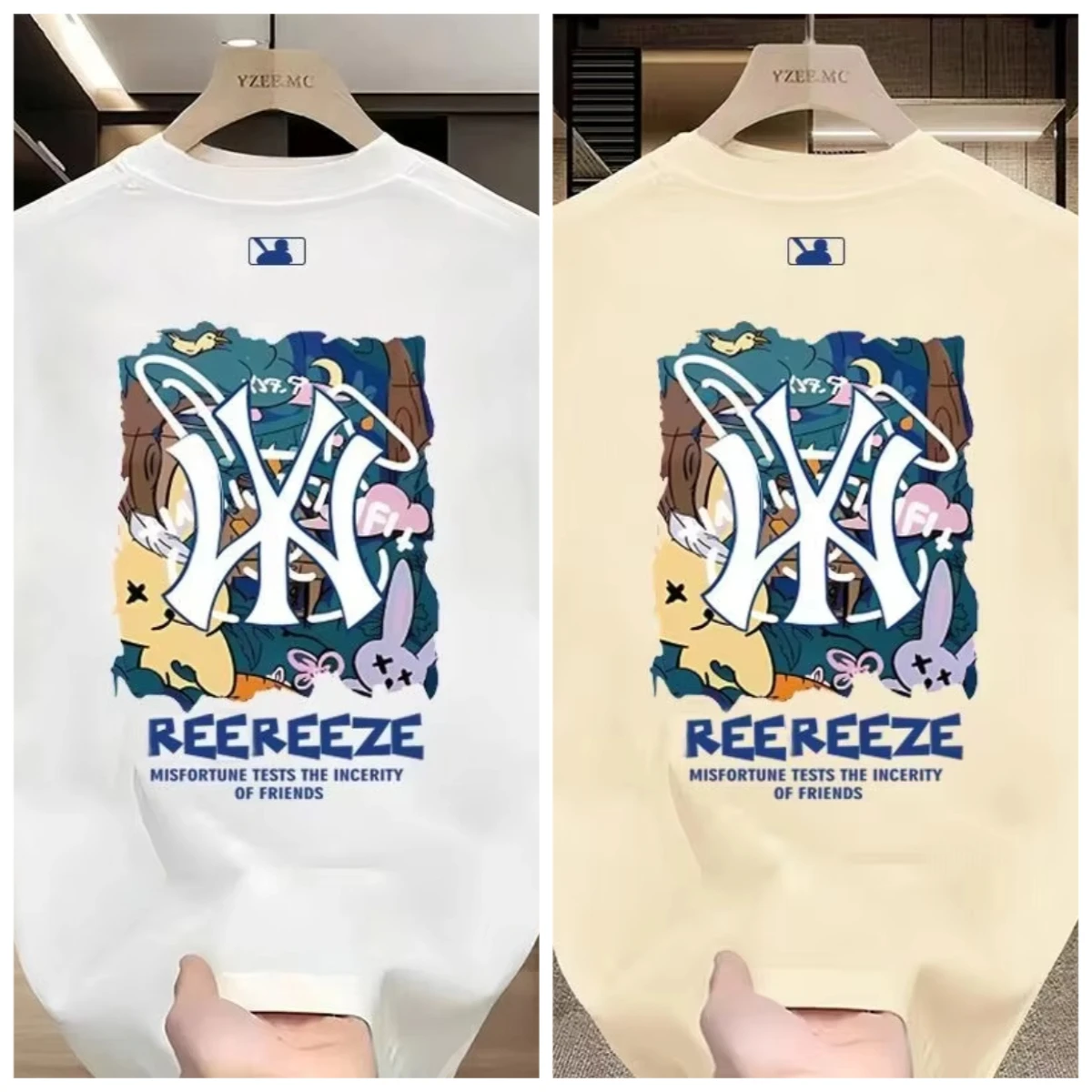 

2025 Summer men's and women's printed pure cotton T-shirts casual short-sleeved round-neck high-quality trendy brand