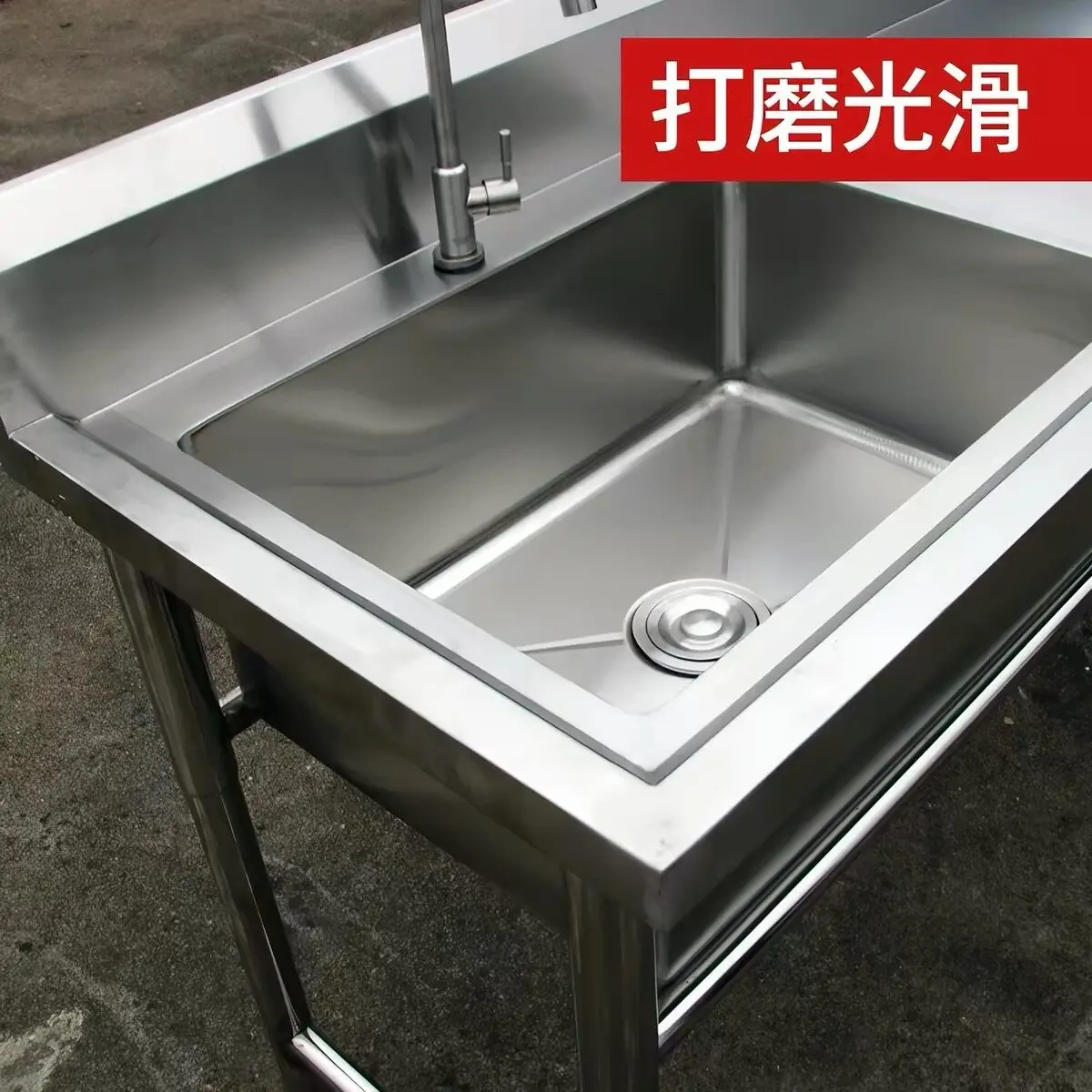 Super thick stainless steel sink single double three platform sink household commercial dishwashing basin disinfection