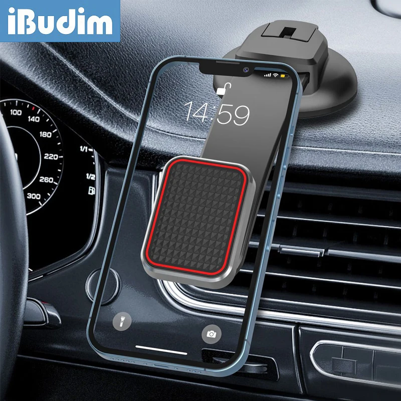 iBudim Car Magnetic Phone Holder 360° Rotation Car Phone Holder Mount Strong Magnet Car Dashboard Windshield Cell Phone Stand