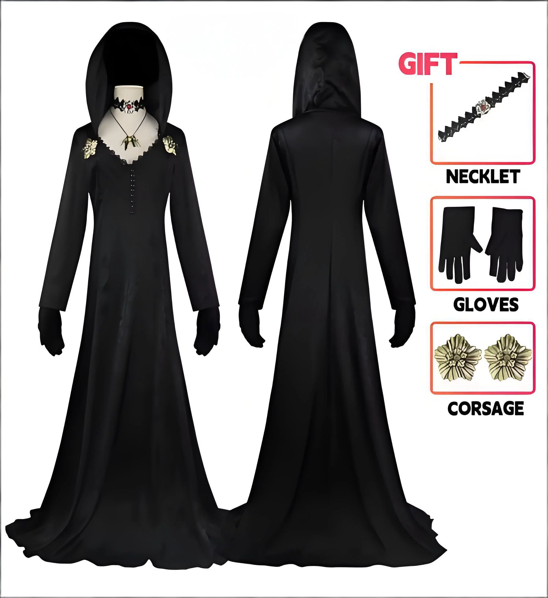 

В наличии Moth Lady Evil Косплей Fantasia Village Vampire Lady Dimitrescu Костюм Женское Черное Платье Хэллоуин Карнавальный Костюм Партии