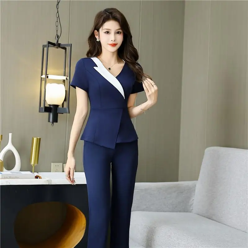 Foot Bath And Spa Technician Work Clothes Beauty Salon Nail Art Massage Pants Set Uniform Printed Logo Hotel Waiter Clothing