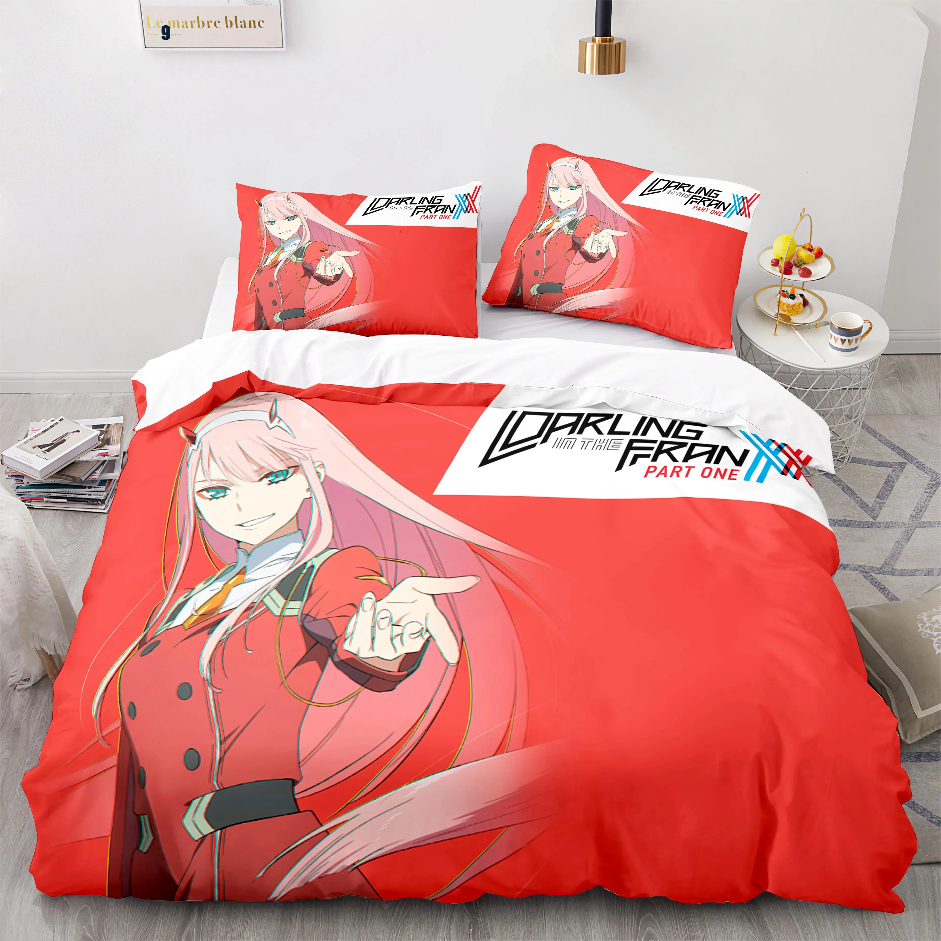 Nwe Darling In The Franxx Bedding Set Bedspread Single Twin Full Queen King Size Bed Sets Aldult Kawaii Duvetcover Family 2/3pcs