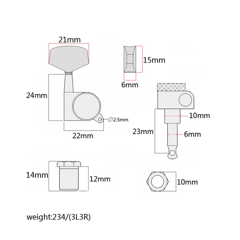 

Guitar Tuning Pegs Electric Replacement Machine Heads Strong Metal Durable Fix Strings Improve Sound Worn Broken Parts