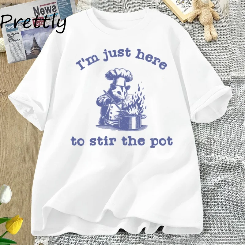 

Футболка с опосом, винтажная футболка в стиле 90-х, футболка с изображением Possum, футболка с странным мемом, забавная женская свободная уличная одежда с круглым вырезом Y2K