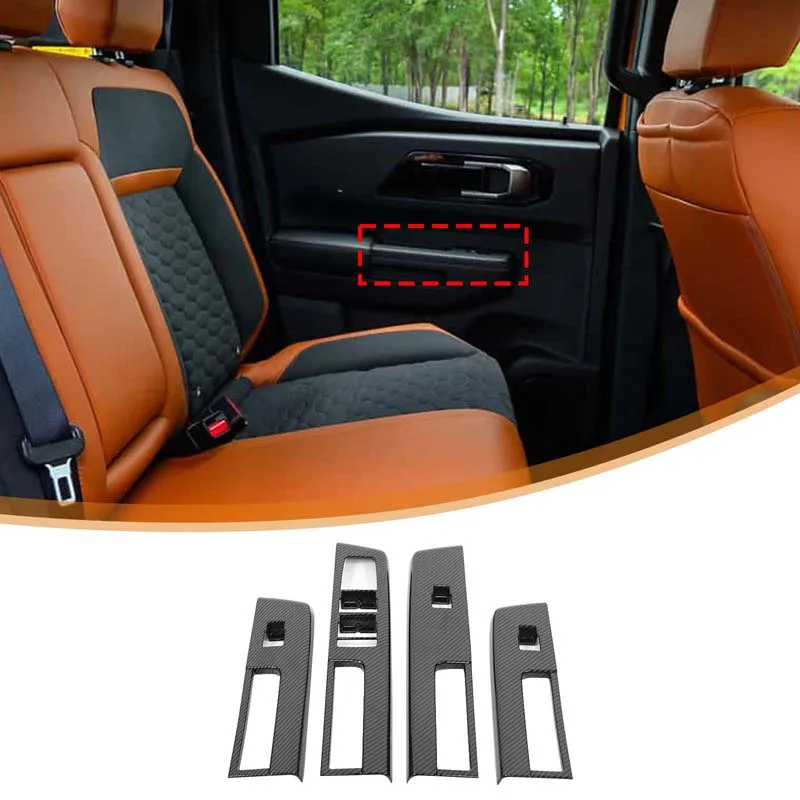 For 2024+ Mitsubishi L200 glass lifting frame ABS carbon fiber pattern car modification accessories 4-piece set (left peptide)