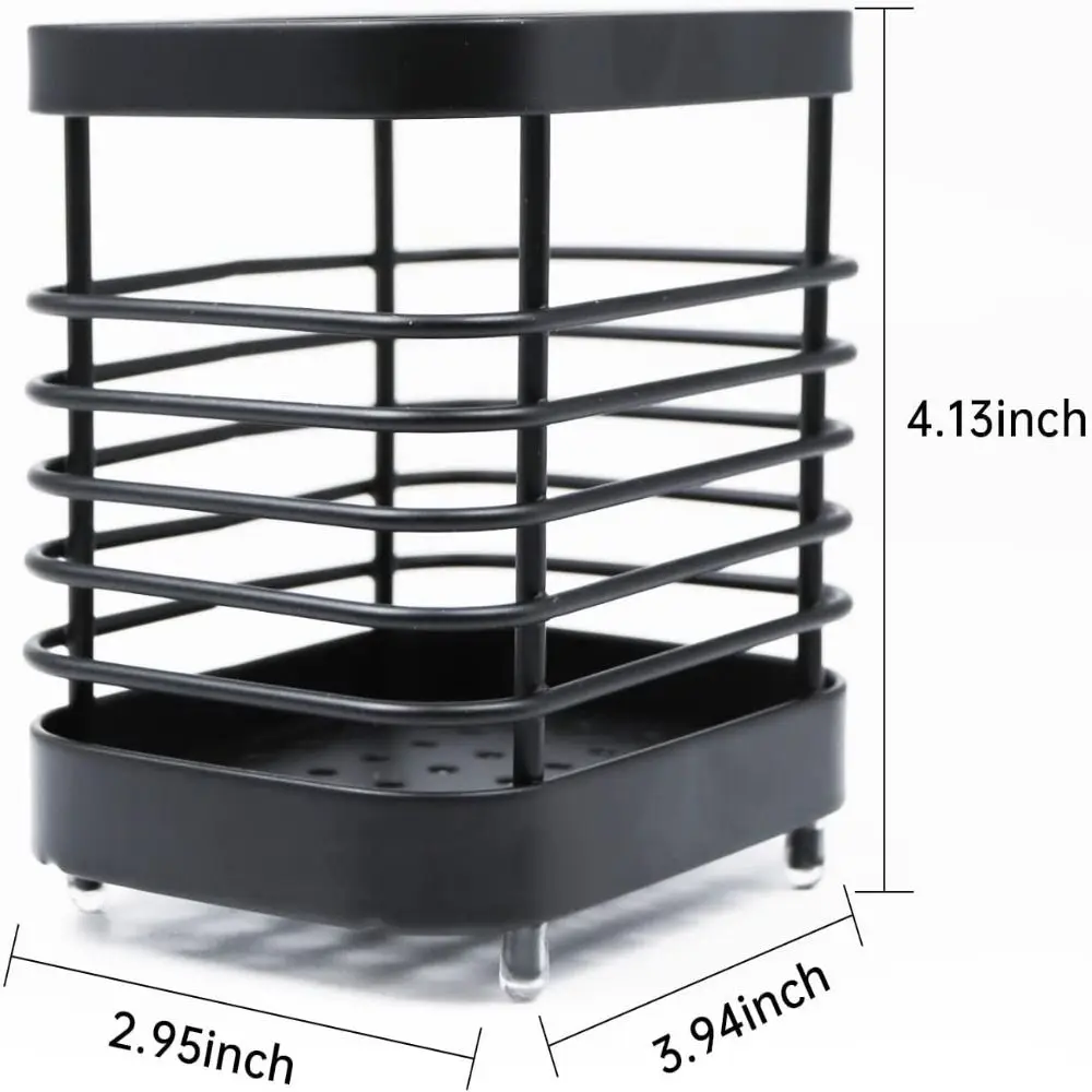 Silver Storage Shelf Easy To Clean Black Stainless Steel Toothpaste Holder Drain Rack Bathroom