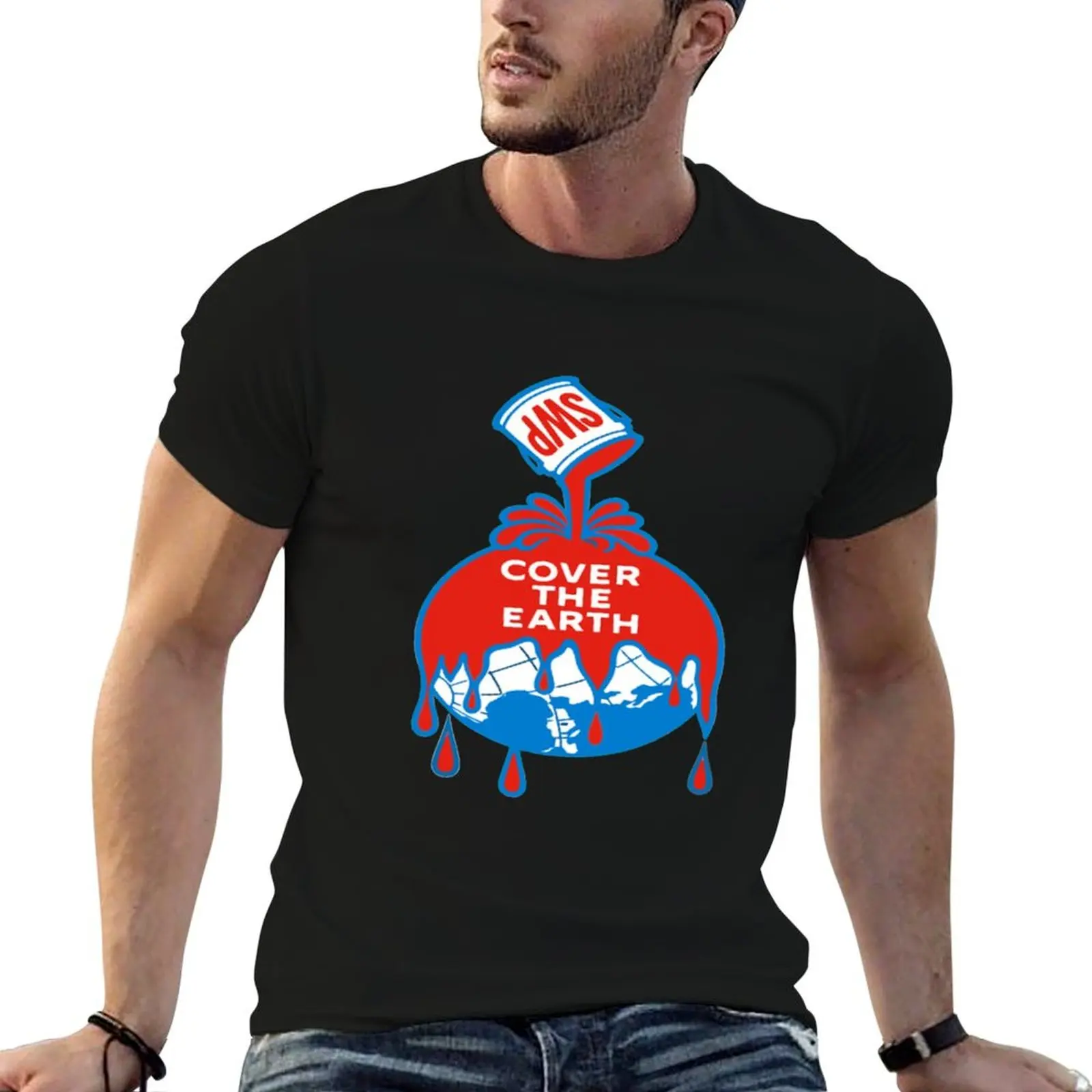 Camiseta Sherwin Williams Cover The Earth, camisetas de diseñador, camiseta de algodón negra lisa para hombre, paquete de camisetas