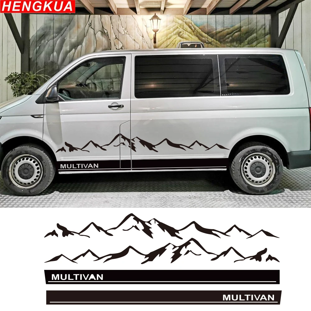 Для Volkswagen Multivan T5 T6 наклейка на порог двери, автомобильные аксессуары, креативная виниловая наклейка с горным рисунком.