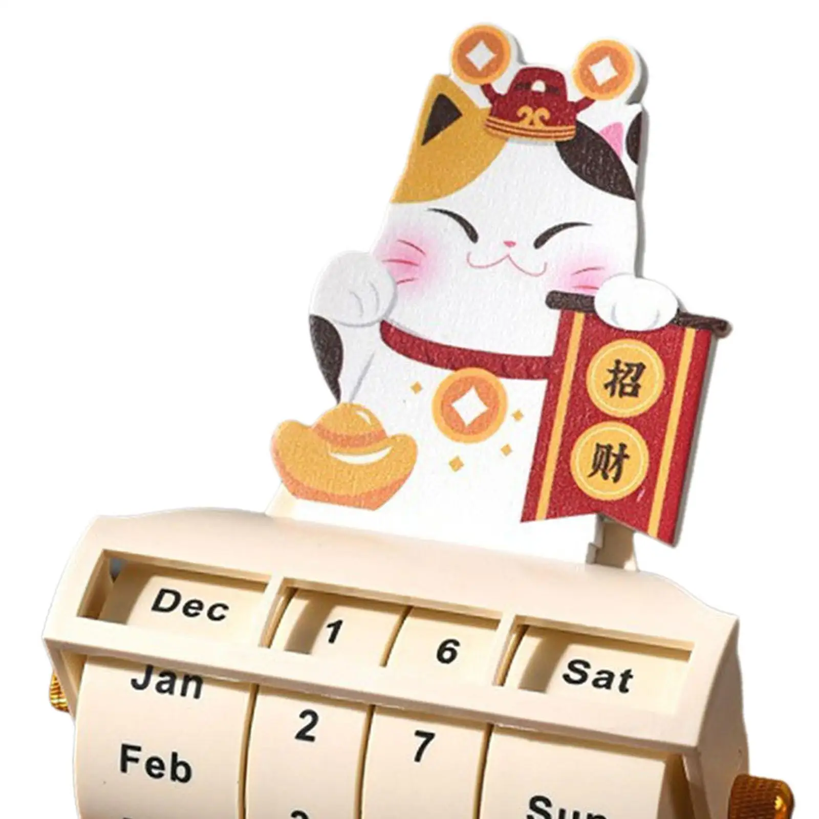 Desk Calendar Standing Calendar Month Week Day Date Display Stable Rotary Calendar Perpetual Calendar for Office Shop Kitchen
