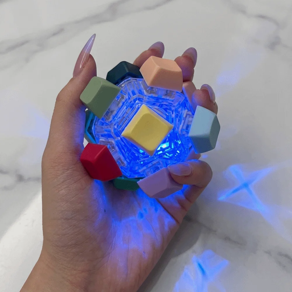 With LED Light Keyboard Ball Clickable Button Spherical Shape Keyboard Key Creative 12 Key Fingertip Press Button Tester