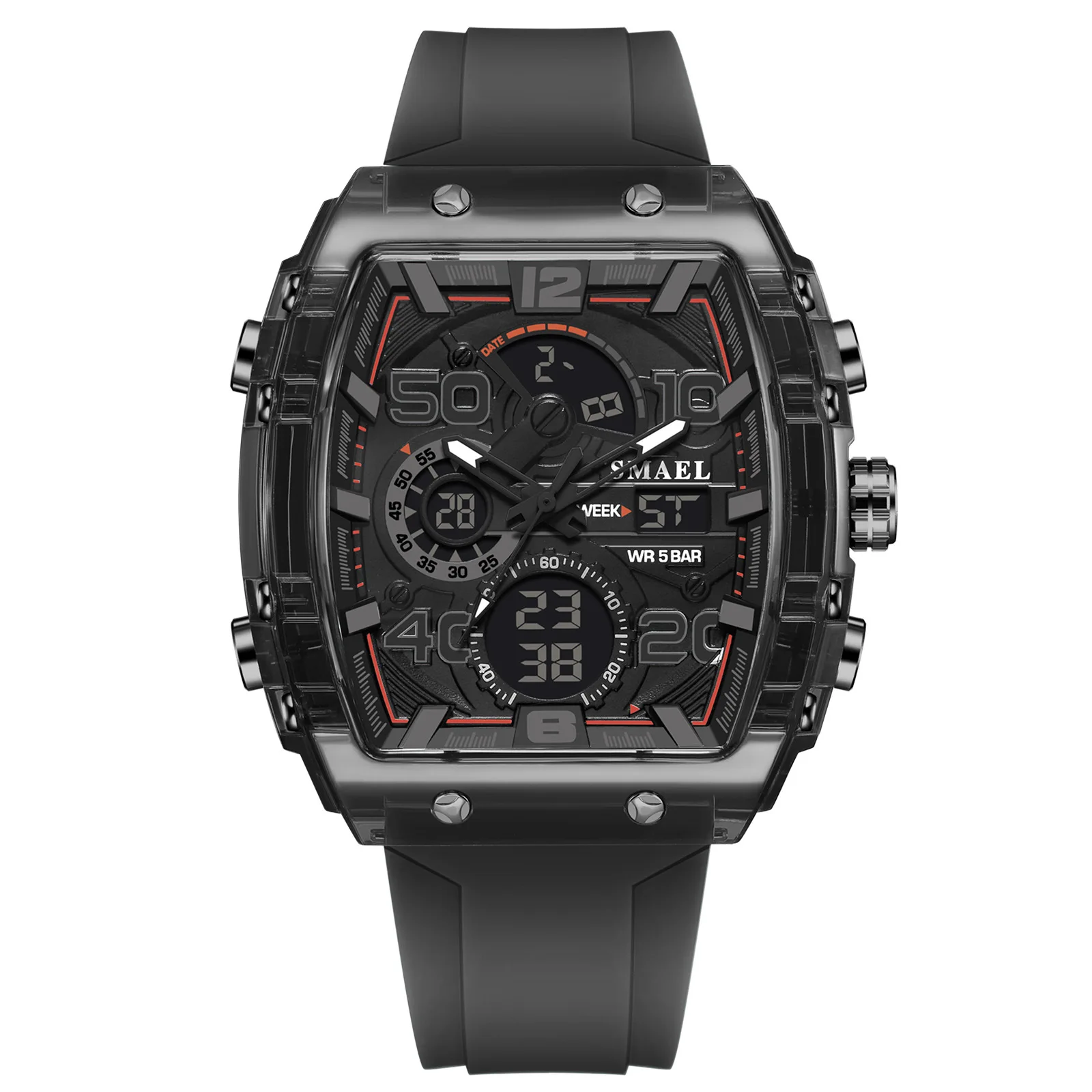 SMAEL 8109 Nouvelle Montre Pour Hommes Sport Multifuncional 50M Étanche Doble Display LED Veilleuse Estudiante Electrónica