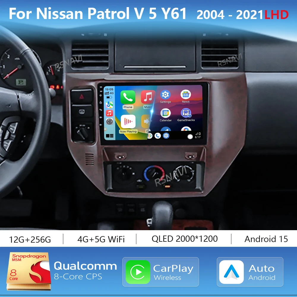 

Android 15 Carplay Auto 2K экран автомобильный мультимедийный радиоприемник BT плеер для Nissan Patrol 2004-2021 2 din авторадио стерео головное устройство