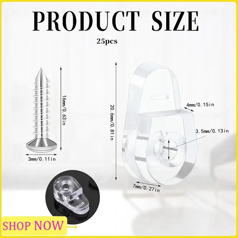 Especial 25 Pack Mirror Mounting Clips Kit, Round Mirror Hangers For Wall Glass Retainer Clips Kit Clear Mirror Mounting Clips